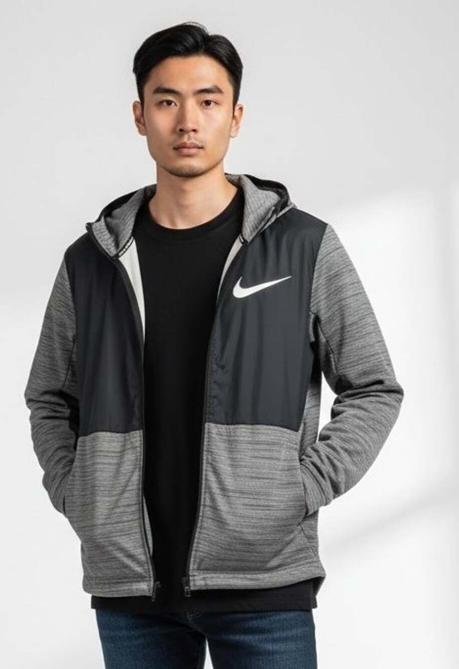 Nike Basketball Dri-Fit Full-Zip Hooded Jacket Gray M